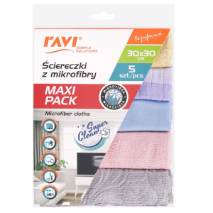 Ściereczki z mikrofibry Maxi Pack 30x30cm 5 sztuk RAVI